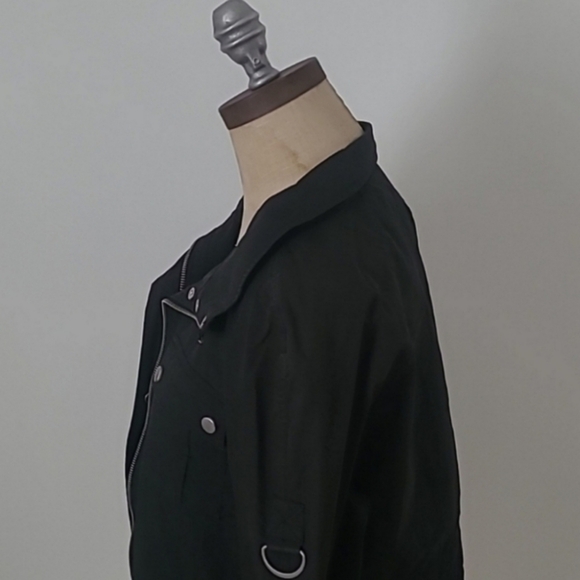 Nine West M Black Lightweight Moto Buckle Spring/Fall Outerwear Jacket - Picture 4 of 12